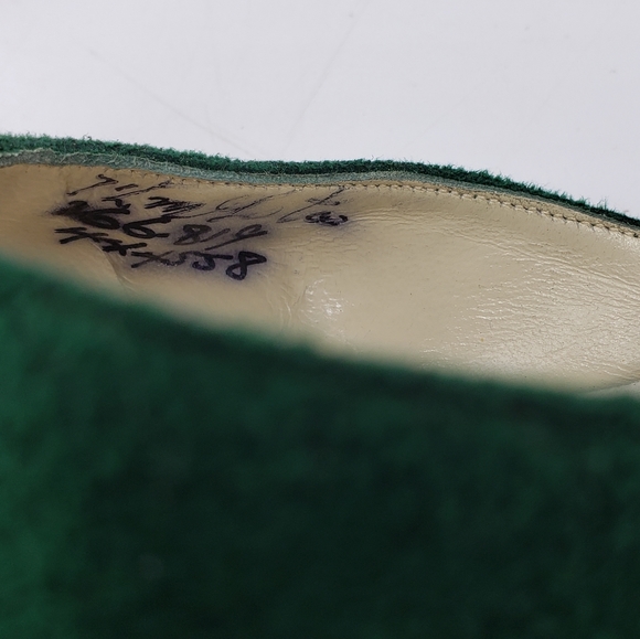 Vintage MCM Green Suede Patent Leather Heels Slingback Block Heel Mary Jane - Picture 10 of 11